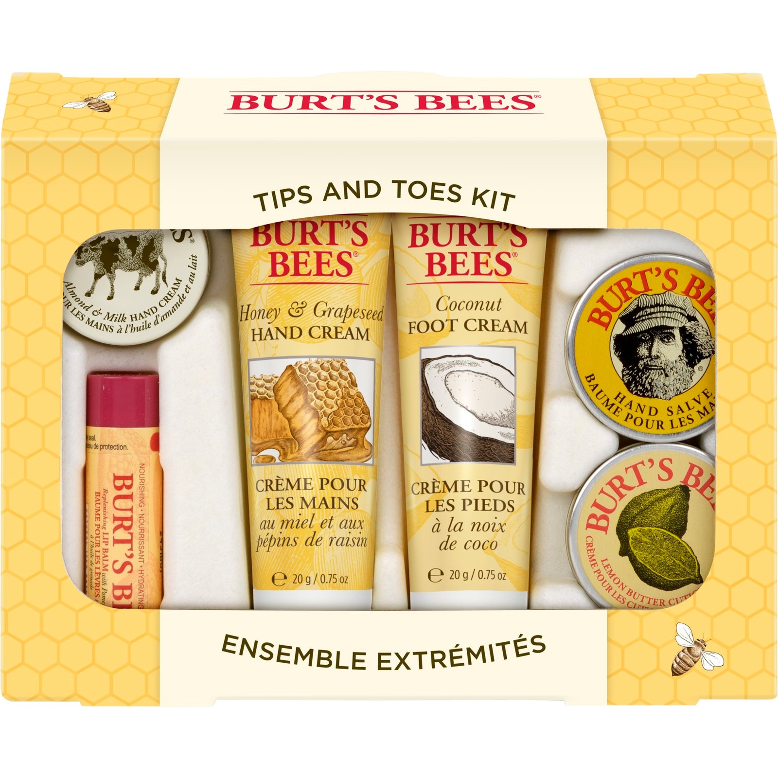 Burt's Bees Tips and Toes Kit Holiday Gift Set, 6 Travel